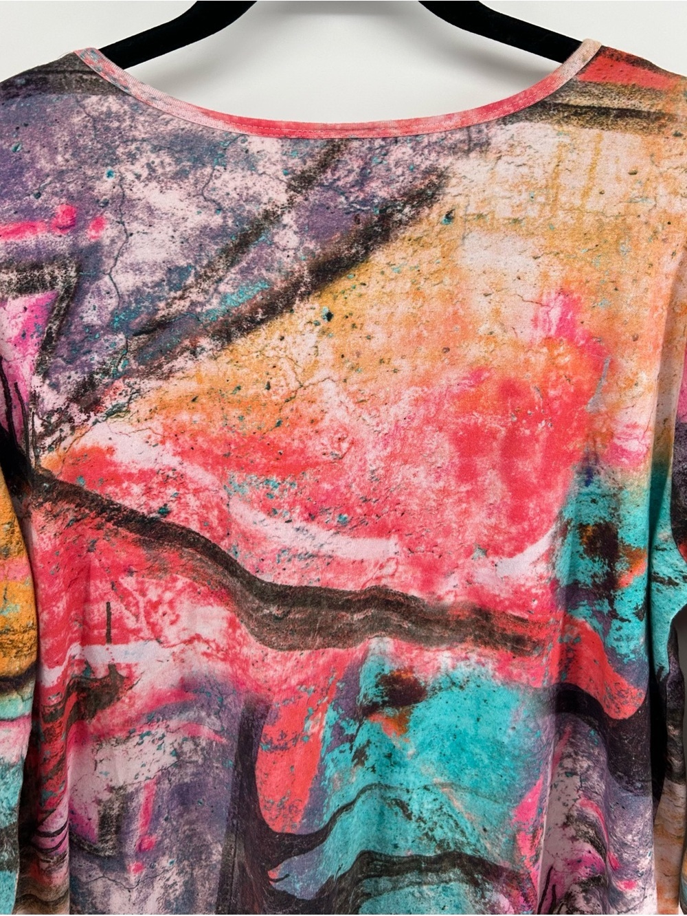 Parsley & Sage Top XL Abstract Art Print Tunic Lagenlook Artsy Boho 3/4 Sleeve - Picture 8 of 9